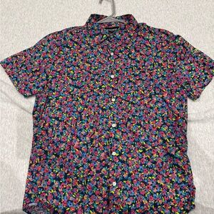 Bonobos Red and Pink Button Down Shirt Vibrant Floral Design